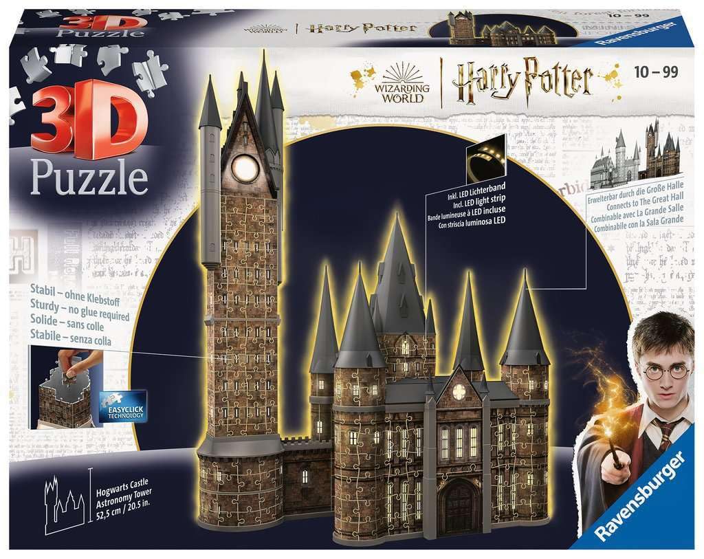 Ravensburger - 3D Puzzle Astronomical Tower Of Hogwarts LED | 3D Puzzle Children From 10 Years | Modeling To Build Children Of 626 Pieces | Child Gift 10 Years And Over