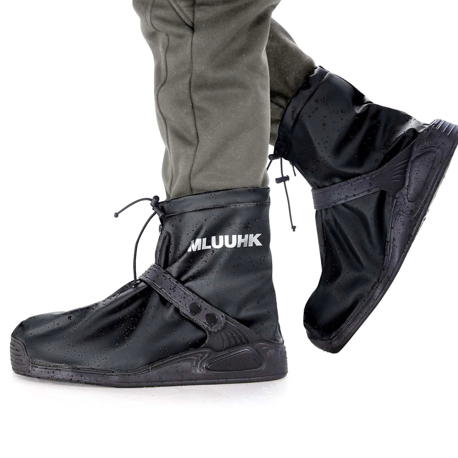 Photo 1 of MLUUHK Waterproof Boot Covers, Reusable Rain Shoe Covers Non-Slip Waterproof Shoes Boots for Outdoor Cycling Camping Fishing Travel (Black, XXL)