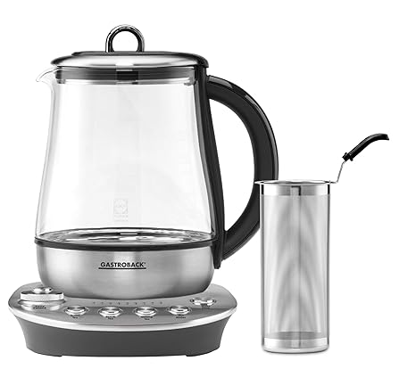 GASTROBACK 42434 Design Tea Aroma Plus Teekocher Wasserkocher, Optimale Brühtemperatur und Brühzeit für jede Teesorte, 8 Teep