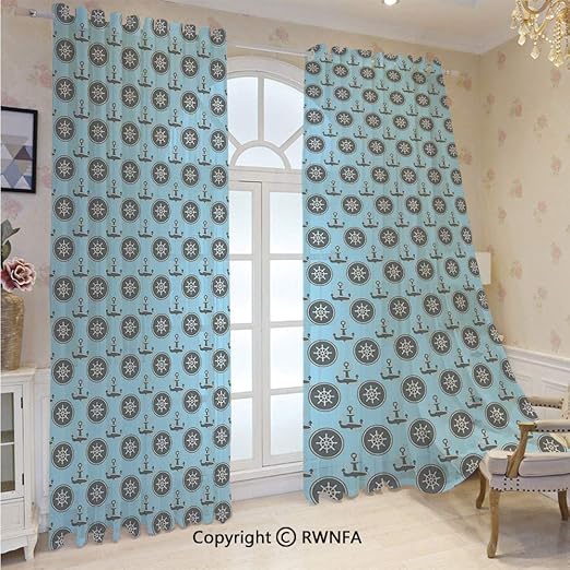 Amazon Com Sheer Curtains Steering Wheel And Anchor With Ropes