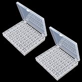 2 Pcs Transparent Bobbin Box，Machine Bobbin Organizer Plastic Case with 50 Slots Empty Bobbins Spools Box，Sewing Craft Plastic Case Storage Box for Sewing Machine