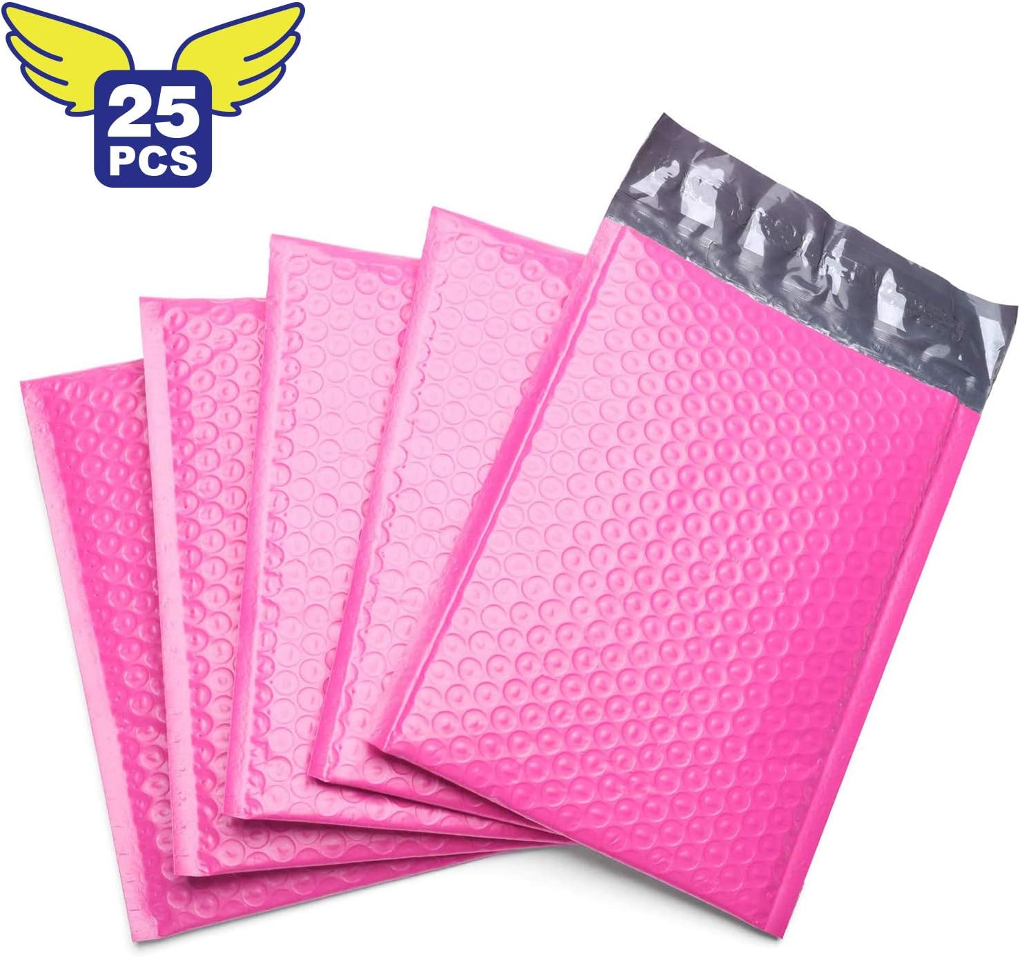 Fu Global #0 6x10 Inches Poly Bubble Mailer Self Seal Padded Envelopes Pack of 25 (Pink) : Office Products