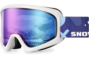 SNOWER Kids Ski Goggles, Anti-Fog Snow Goggles with OTG Design, 100% UV Protection, HD Lens for Kids Boys Girls