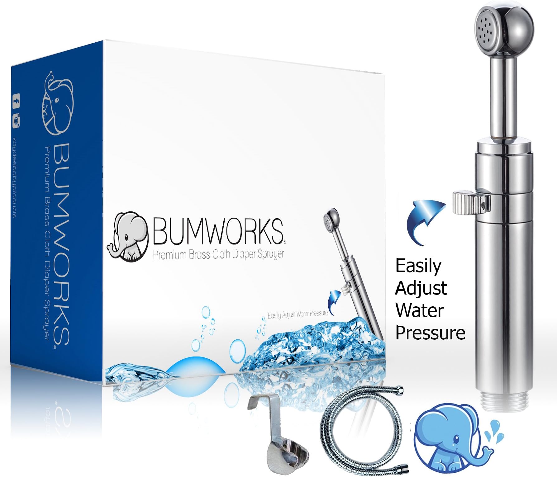 Bumworks Cloth Diaper Toilet Sprayer Kit Brass Chrome Hand Held Bidet