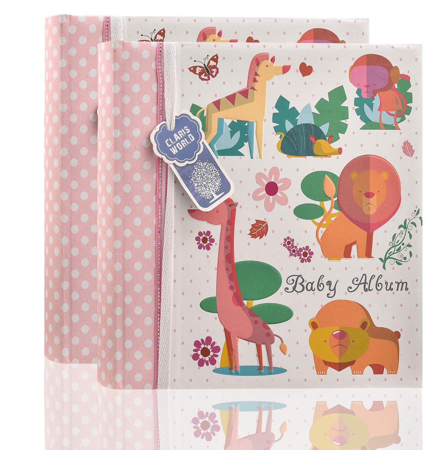 2 x Arpan 6x4 Inch Baby Slip in Case Memo Photo Album for 200 Photos Pink Woodland Animals