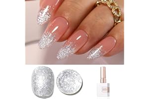 Double Rhythm 15ML Silver Glitter Gel Polish Color Reflective Sparkle Soak Off Nail Polish Manicure Salon DIY at Home (Silver-B1125)