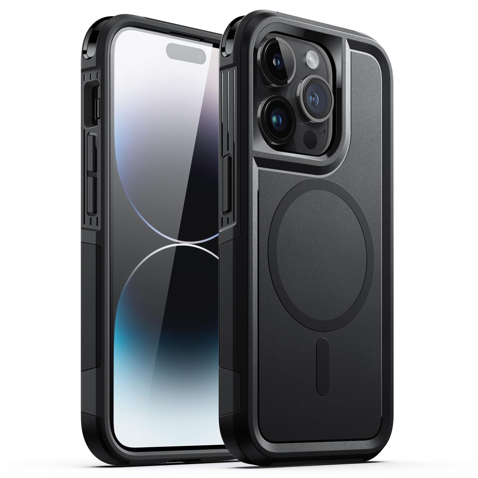 Photo 1 of JETech Case for iPhone 14 Pro 6.1-Inch Compatible with MagSafe, Heavy Duty Dual-Layer Rugged Protection, Shockproof Protective Tough Phone Magnetic Cover (Black)