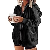 Eytino Womens Plus Size Long Sleeve Zip Up Oversized Casual Hoodies Sweatshirt Jackets with Pockets(1X-5X)