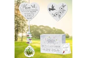 VETBUOSA Mom in Heaven Memorial Crystal Suncatcher,Memorial Gifts for Loss of Mom,Loss of a Mother Sympathy Gifts,Hanging Crystals Ornament for Window Rainbow Maker Prisms Home Decor Gift