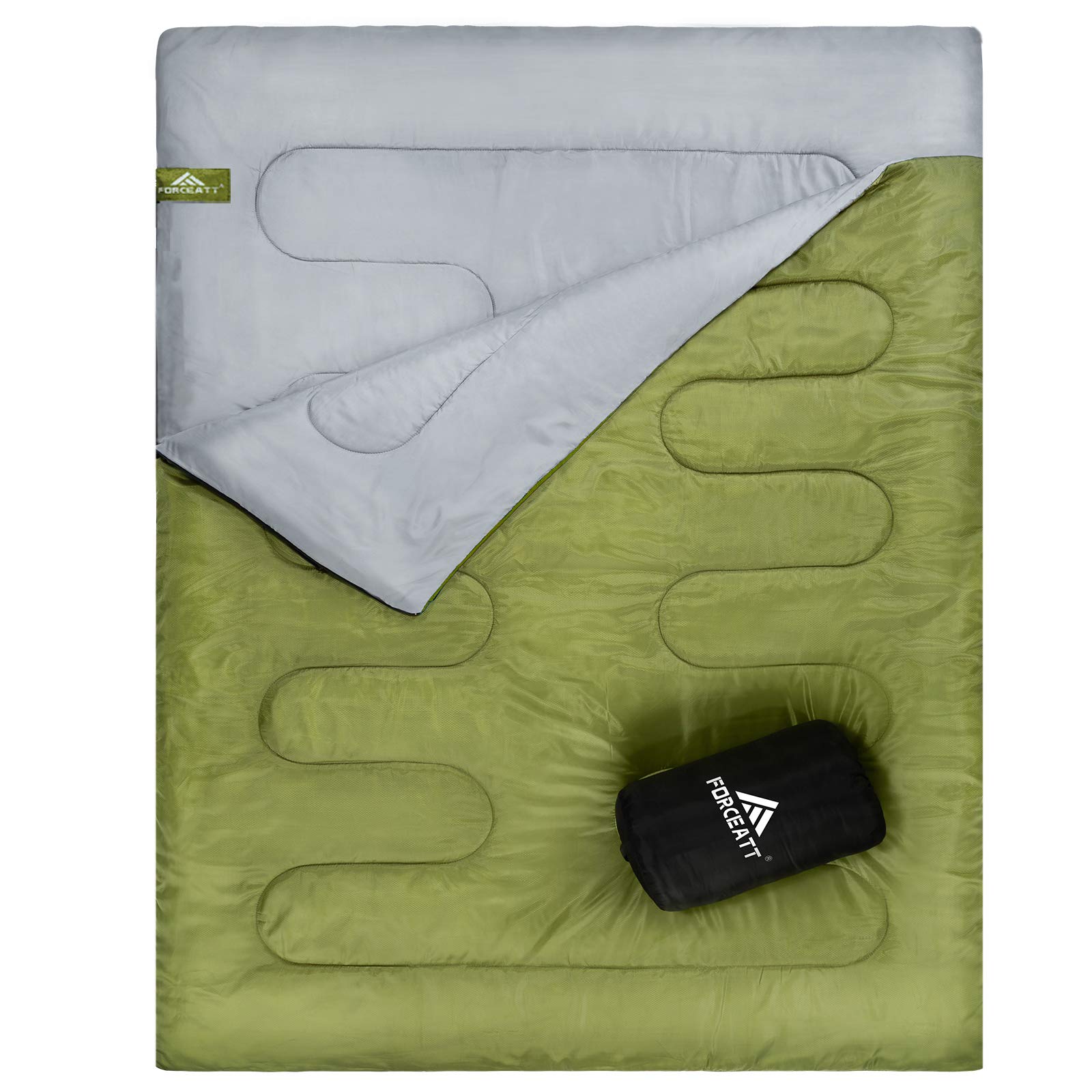 Forceatt Camping Sleeping Bag, Two-Person Waterproof Sleeping Bag, Suitable for Warm and Cold Weather in All Seasons, Suitable for Adults or Teenagers Indoor, Outdoor, Backpacking, Camping, Hiking (Golden Brown)