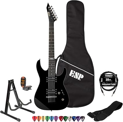 Amazon Esp Ltd M10kit Blk エレキギター With 10 Feet Cable ストラップ Stand チューナー Dvd Chromacast Pick Sampler And Esp ギグバッグ ギターケース エレキギター エレクトリックギター 並行輸入 楽器 音響機器 楽器
