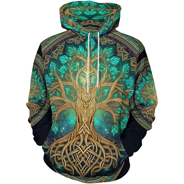 4xl Hoodie Men Novelty Viking Compass Fall Hoodies, Crow 3D Print