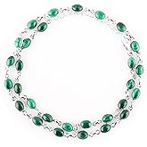 Solid 925 Sterling Silver Necklace, Natural Malachite Gemstone Cabochon, Women Gift, Oval Crystals, Bezel Choker Jewelry, Energy Stones, Birthday, Designer Necklace, Gift for Christmas
