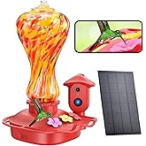 Smart Glass Hummingbird Feeder with Camera, Solar Powered 2K HD Hummingbird Feeders for Outdoors Hanging, AI Identifies & Auto Recording, Leak-Proof Ant & Bee Proof, Ideal Gift for Bird Lovers