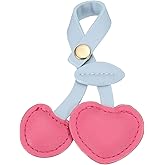 PATIKIL Cherry Bag Charm, Cherry Purse Keychain PU Leather Women Cute Bag Charm for Purse Handbag Bag Accessories, Rose Red-Blue