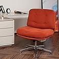 Okeysen Criss Cross Chair No Wheels, Height Adjustable Armless Office Desk Chair, Swivel Accent Chairs, Wide Comfy Reading Chairs, Modern Cross Legged Sitting Chair for Living Room, Bedroom