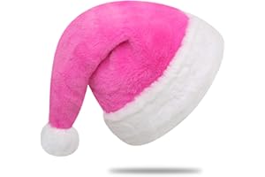 Chisander Santa Hats, Santa Hat for Adults, Unisex Plush Cuffs Fabric Xmas Hat for Christmas New Year Festive Party Supplies