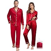 YOPUGEE Men Pajamas Set Soft Longsleeve Pjs 2 Piece Classic Sleepwear Button Down Loungewear, Red-XXL