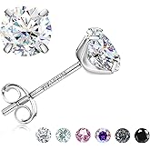GEMQUEEN Moissanite Earrings Studs : G23 Titanium Stud Earring for Women Men Hypoallergenic Dainty Moissanite Jewelry for Sensitive Ear Round Cut Multicolor VVS1 Clarity 0.6-4CT