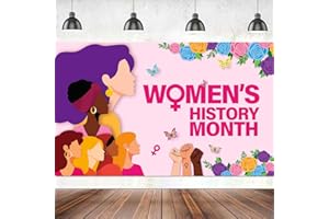TINEIT Women's History Month Decorations Backdrop, Large 71" X 43" Womens History Month Banner for Classroom, March National Womens History Month Decor Backdrop Banner with Metal Grommets for Home Pink