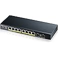Zyxel 8-Port PoE Gigabit Switch | Smart-Managed | 8x PoE+ @77W | 2x SFP | Desktop or Wall Mount [GS1900-10HP]