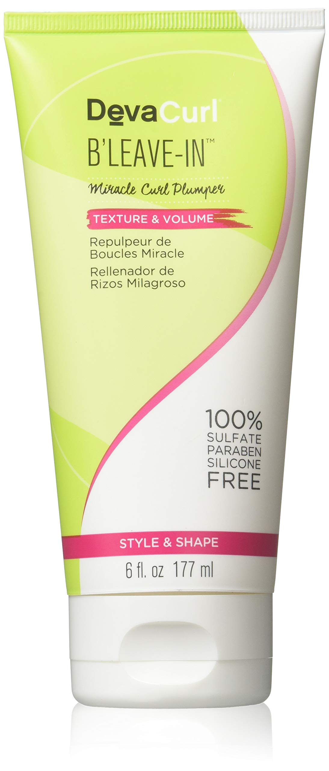 DevaCurl B’Leave-In Miracle Curl Plumper, Texture and Volumizing Hair Gel, Lightweight, 6 Ounce, 2-Pack