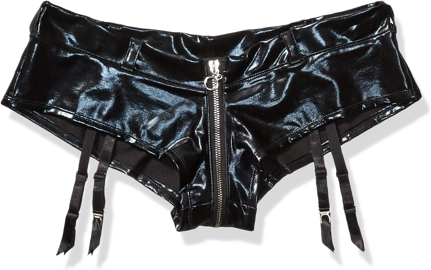 Coquette Women's Wet Look Booty Short with Front To Back Zipper