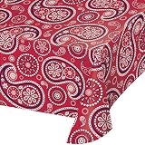 Creative Converting 329662 TABLECOVER PL 54" X 108" AOP RED PAISLEY, 54 x 108, Multicolor