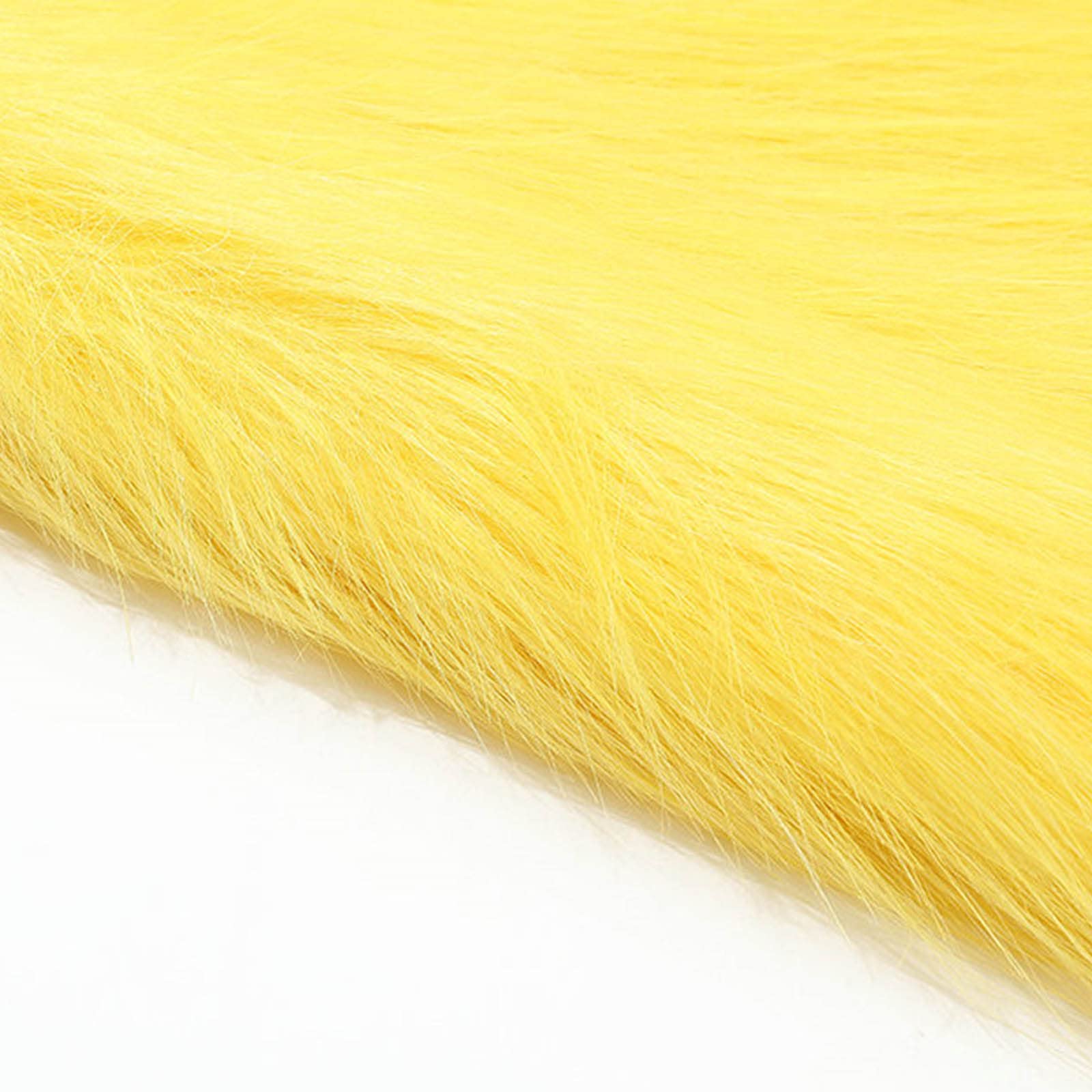 Plush fabric Long Pile Artificial Faux Fur Fabric Fuzzy Material Cuts Plush DIY Handmade Crafts Supplies For Crafting Sewing Costume Seat Cushion Pad Chair Cove(Size:1.7x0.5m/66.9x19.6in,Color:Yellow)