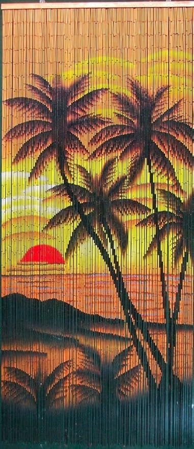 Tropical Sunset Palm Trees Beaded Curtain 125 Strands Hanging