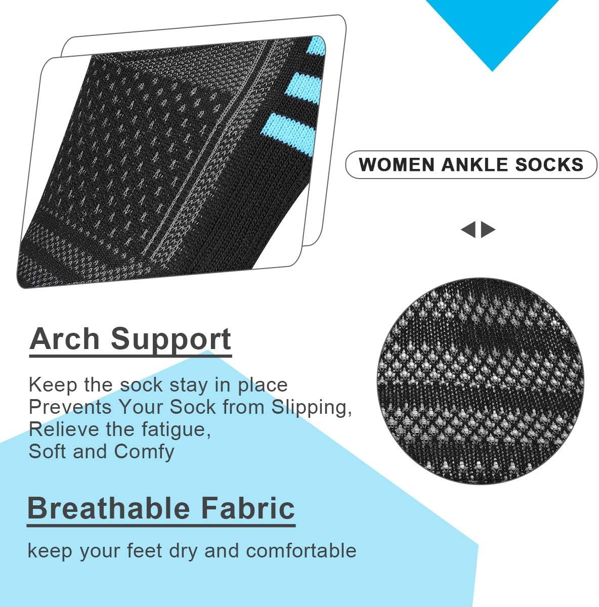 LITERRA Womens Ankle Socks 6-Pairs Athletic Running Low Cut Socks Cushioned : Sports & Outdoors