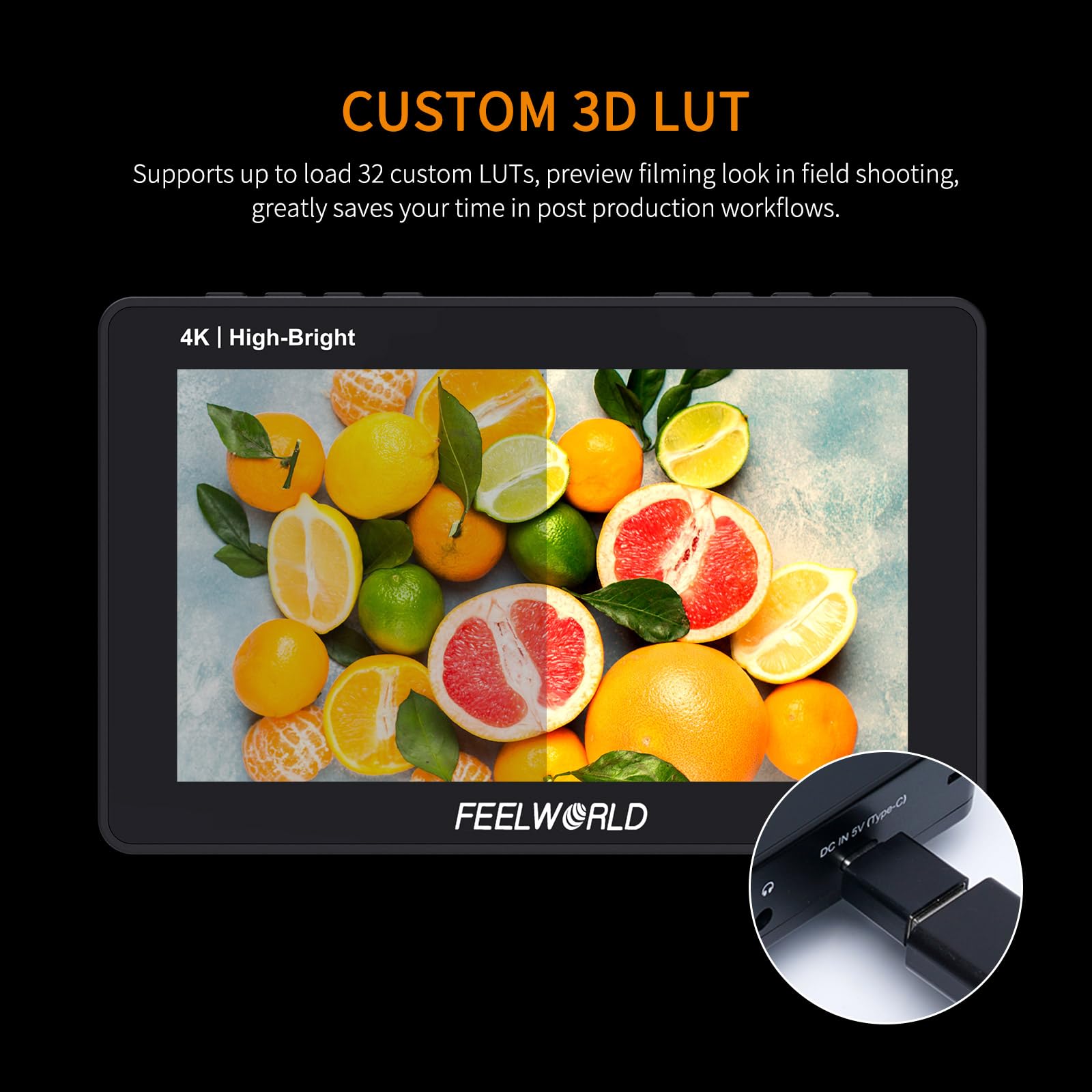 FEELWORLD F5 Prox 5.5 Inch 1600nit High Bright DSLR Camera Field Monitor with F970 Battery 6600mAh and Bag, Touchscreen Waveform LUT External Install and Power Kit 1920x1080 HDMI in Out Type-c Input