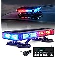 LUMENIX 72 LED Rooftop Emergency Strobe Light Bar w/Control Panel Magnetic Base Warning Flashing Beacon Caution Traffic Lightbar for Police Cop First Responder Vehicles Patrol Trucks - Red Blue