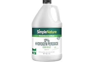 SimpleNature 12% Food Grade Hydrogen Peroxide Solution - 1 Gallon - Natural Multipurpose Cleaner - Made in USA - Ideal for Commercial, Residential, Kitchen, Bath, Laundry, and More - Ecofriendly