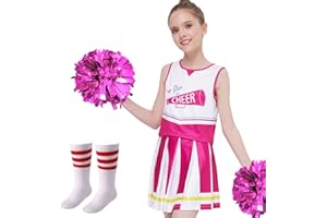 PARTTELY Girls Cheerleader Costume Outfit Set, Cheerleading Outfit Cheer Uniform for Halloween Birthday 3-10 Years