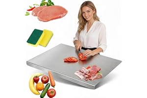 Stainless Steel Cutting Board with Lip, 304 Food-Grade Metal Chopping Board for Kitchen Countertop, Non-Porous & Odor-Resista