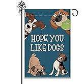 Hafhue Hope You Like Dogs Garden Flag, 12 x 18 Inch Double Sided Farmhouse Holiday Yard Garden Lawn Decoration Flag, Funny Dog Faces Decor, Pet Lover's Gifts, Funny Outdoor Banner for Dogs Lovers
