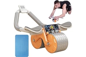 Ailinkor Ab Roller with Elbow Support, Automatic Rebound Abdominal Wheel with Elbow Support, Ab Wheel Roller for Core Workout, Ab Roller for Abs Workout with Timer, Exercise Wheels for Core Training