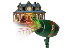 Star Shower Ultra 9 AS-SEEN-ON-TV with 9 Enhanced Modes for Spectacular Outdoor Holiday Laser Lighting with Thousands of Lights Covering 3200 Square feet, Green, 8.5 in