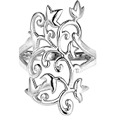 AeraVida Mystical Filigree Vines Leaf .925 Sterling Silver Ring | Elegant Wedding Rings For Women | Boho-insprired Comfort Fit Silver Rings for Women | Love Story | Sterling Silver Rings Sizes 6-10