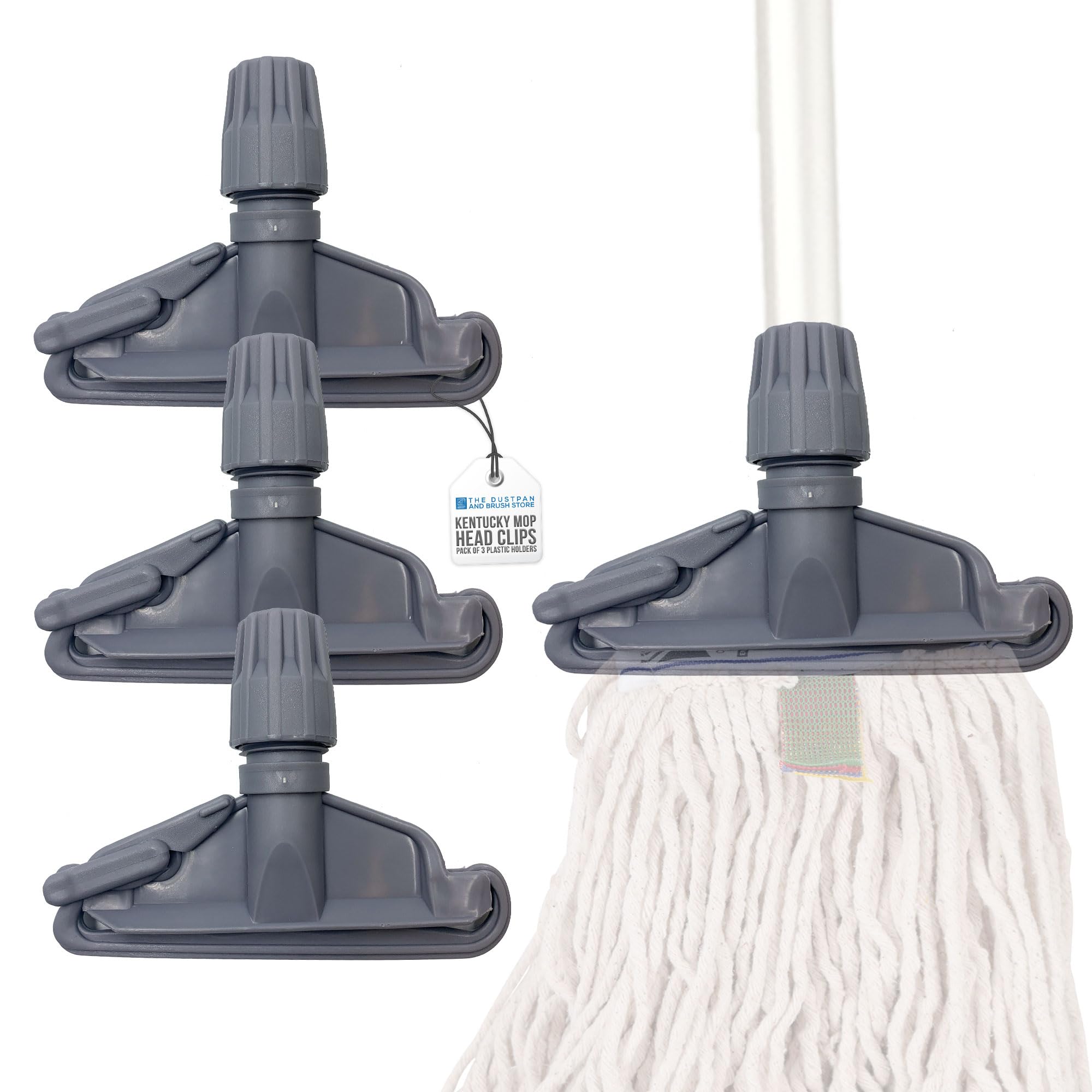 3-Pack Plastic Kentucky Mop Head Clip – Kentucky Mop Clip for Universal Fitting and Secured Attachment Between Mop Heads Replacement and Kentucky Mop Handle