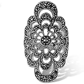 Yfnfxl Women's Black Rings Vintage Rings Statement Rings for Women Band Marcasite Crystal Rings for Women