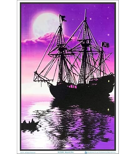 Amazon.com: Scorpio Posters Sunset Bay Ship Blacklight Poster