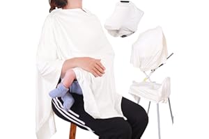 DSYJ Nursing Covers for Breastfeeding Poncho Cover, Soft & Breathable Fabric, 360° Full Privacy Universal Fit Multi Use 8-in-1 for Baby Car Seat Cocoon Feeding Canopy White