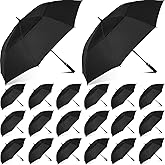 Jexine 20 Pcs Golf Umbrella Bulk 62 Inch Extra Large Automatic Open Black Umbrella Double Canopy Vented Windproof Waterproof UV Protection for Men Women Tournament Golf Courses Corporate Event Outdoor