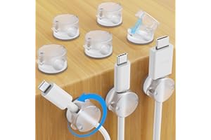 AGPTEK 8 Pack Magnetic Cable Clips, Upgraded 360° Rotatable Cord Holder Clips Desk Cord Organizer Adhesive Wire Management fo