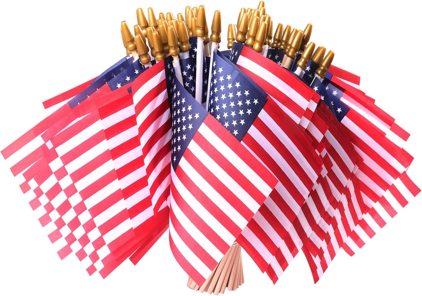 Flags - Small American Flags on Stick, 50 Pcs Fourth of July Decorations Outdoor 4''x6'' USA Flag, 4th of July Flags American Flag Small With Wooden Stick,Mini Flags for Outside Patriotic Decor for Yard Patio