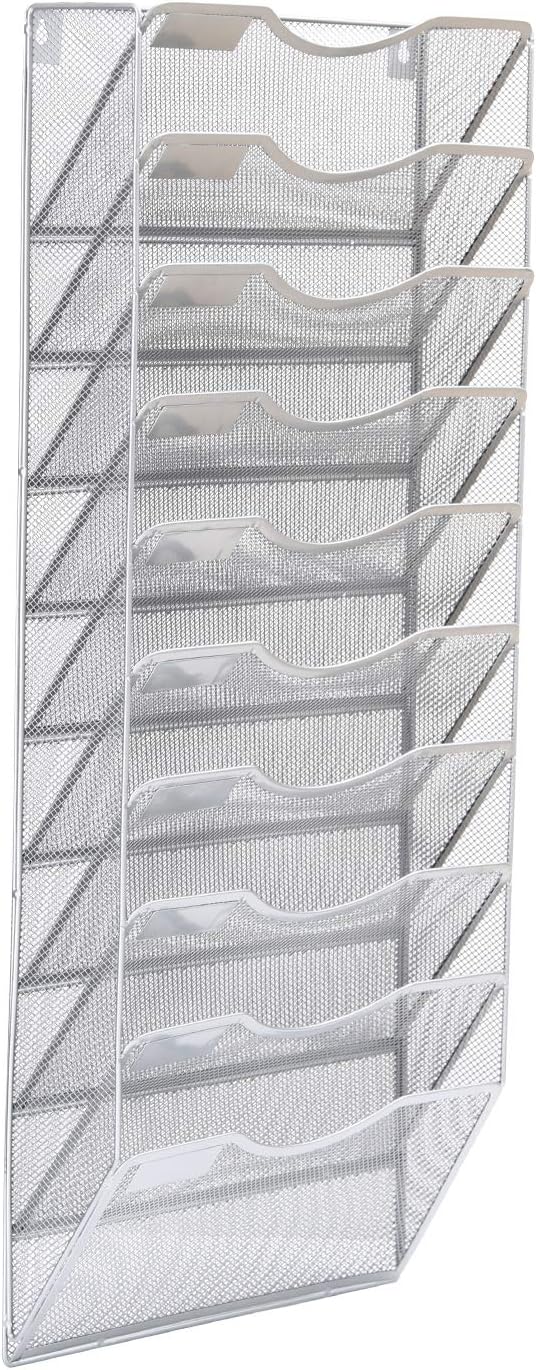 EasyPAG Wall File Holder Organizer Office Hanging Metal Magazine Rack 10 Tier, Silver : Office Products