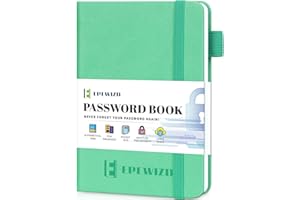 EPEWIZD Password Book with Alphabetical Tabs Small Pocket Size Password Keeper Notebook Journal hardcover Password Organizer for Internet Website Address Login Home Office-Green