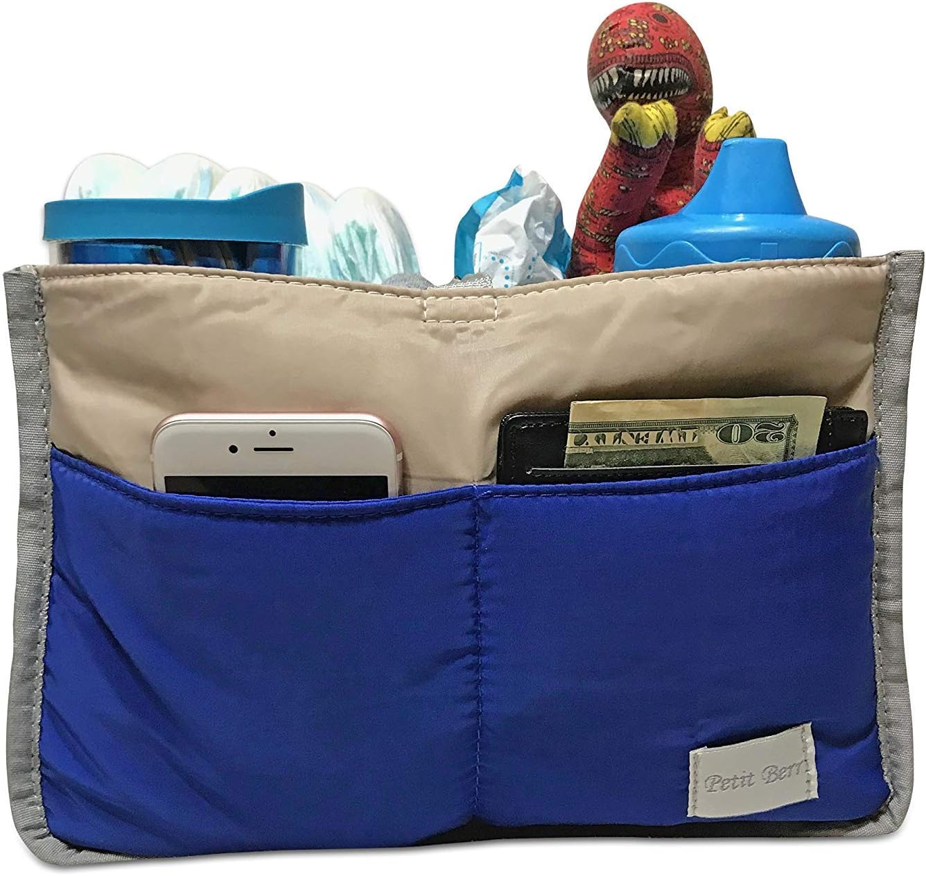 Diaper Bag Organizer Insert - Blue, 10 Pockets, 2 Straps, for Tote Backpack Stroller Crib & More